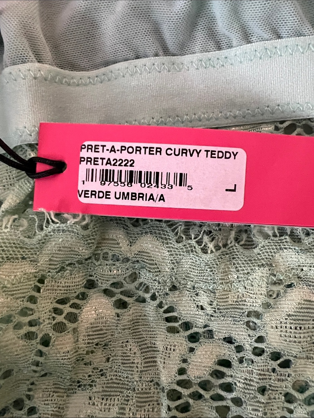 Cosabella Pret-A-Porter Curvy Teddy Lace Bodysuit Verde Umbria Green Large NWT - Picture 8 of 11